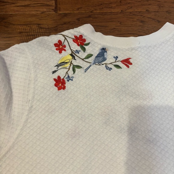 Vintage-Style Embroidered Bird Waffle Knit Tee - Picture 9 of 10